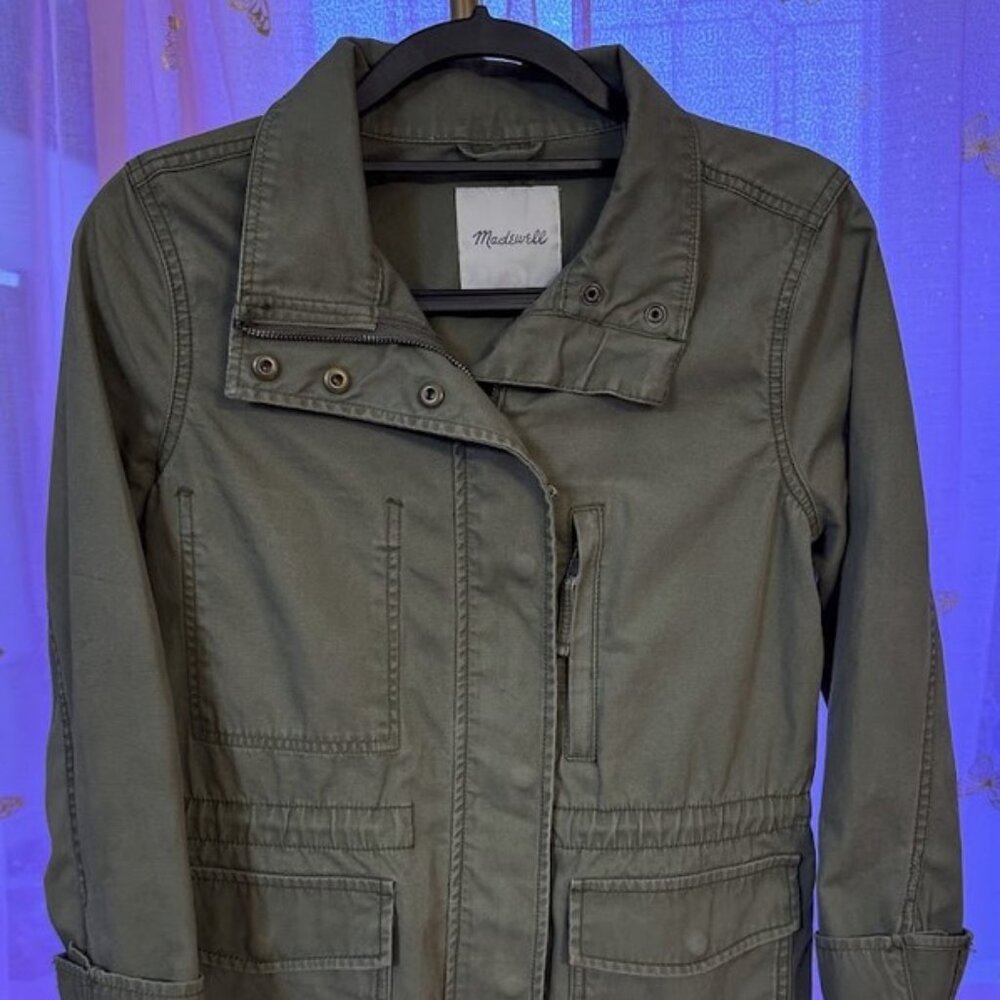 Madewell Women's Jacket Utility Military Fleet Jacket Army Green, Small